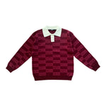 Faith+ Checkered Knitted Polo // Cranberry
