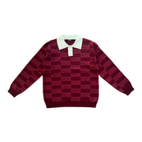Faith+ Checkered Knitted Polo // Cranberry