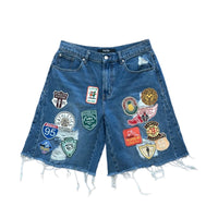 Way To Many Patches Denim Jorts // Blue